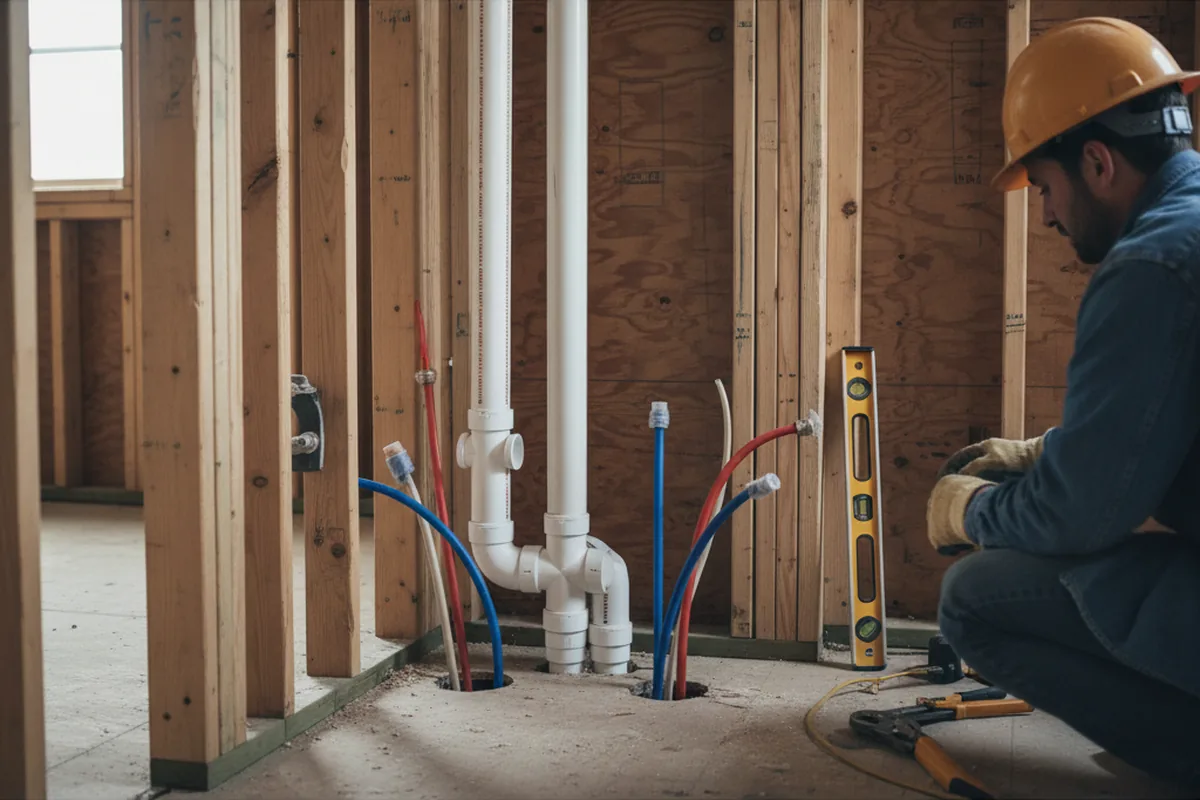 Drain and supply rough-in during Drain Cleaning in Terryville