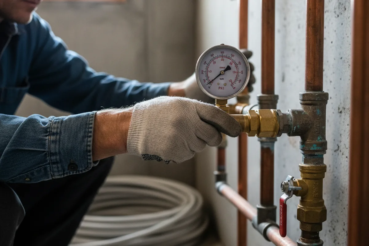Pressure testing a repaired line during Water Line Repair in Terryville